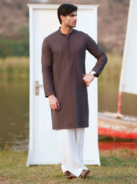 Charcoal Cotton Formal Kurta - AL-K-1311E