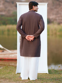 Charcoal Cotton Formal Kurta - AL-K-1311E