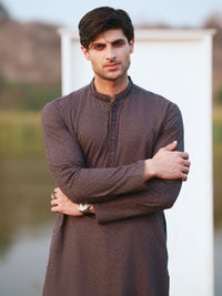 Charcoal Cotton Formal Kurta - AL-K-1311E