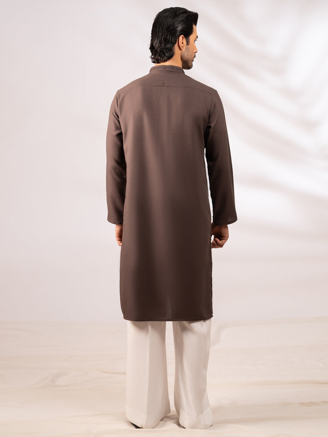 Dark Brown Cotton Cut & Sew Kurta - AL-K-1312