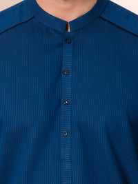 Dark Blue Cotton Men Kurta - AL-K-1312