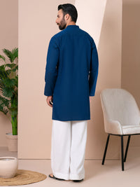 Dark Blue Cotton Men Kurta - AL-K-1312