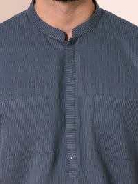 Grey Cotton Plain Kurta - AL-K-1313
