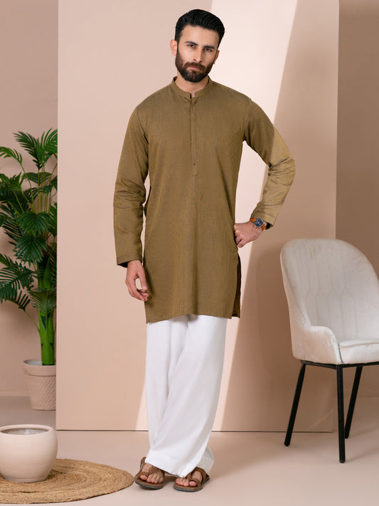 Mustard Cotton Cut & Sew Kurta - AL-K-1314