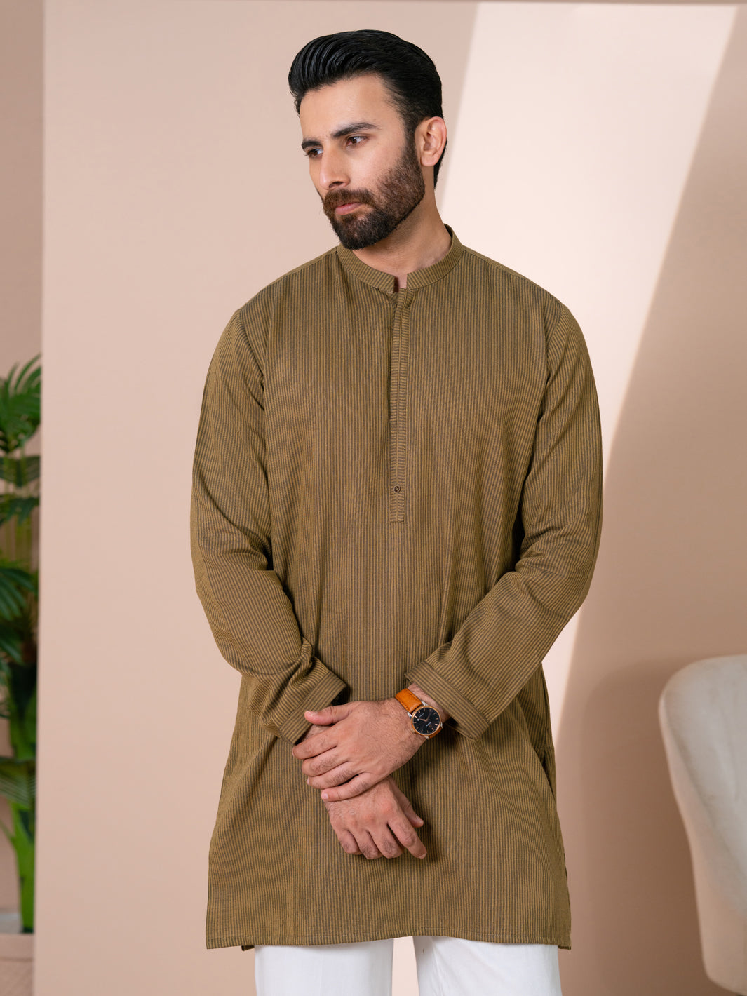 Mustard Cotton Cut & Sew Kurta - AL-K-1314