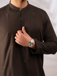 Dark Brown Cotton Cut & Sew Kurta - AL-K-1315