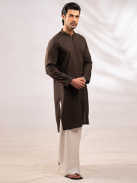 Dark Brown Cotton Cut & Sew Kurta - AL-K-1315