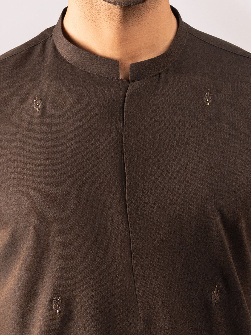 Dark Brown Cotton Cut & Sew Kurta - AL-K-1315
