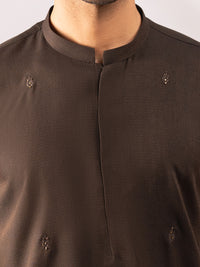 Dark Brown Cotton Cut & Sew Kurta - AL-K-1315