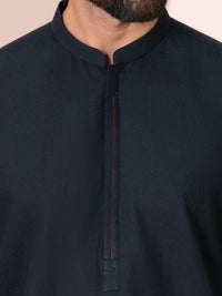Black Cotton Kurta - AL-K-1315