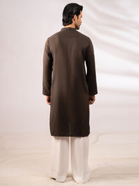 Dark Brown Cotton Cut & Sew Kurta - AL-K-1315