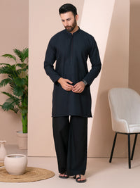 Black Cotton Kurta - AL-K-1315