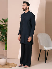 Black Cotton Kurta - AL-K-1315