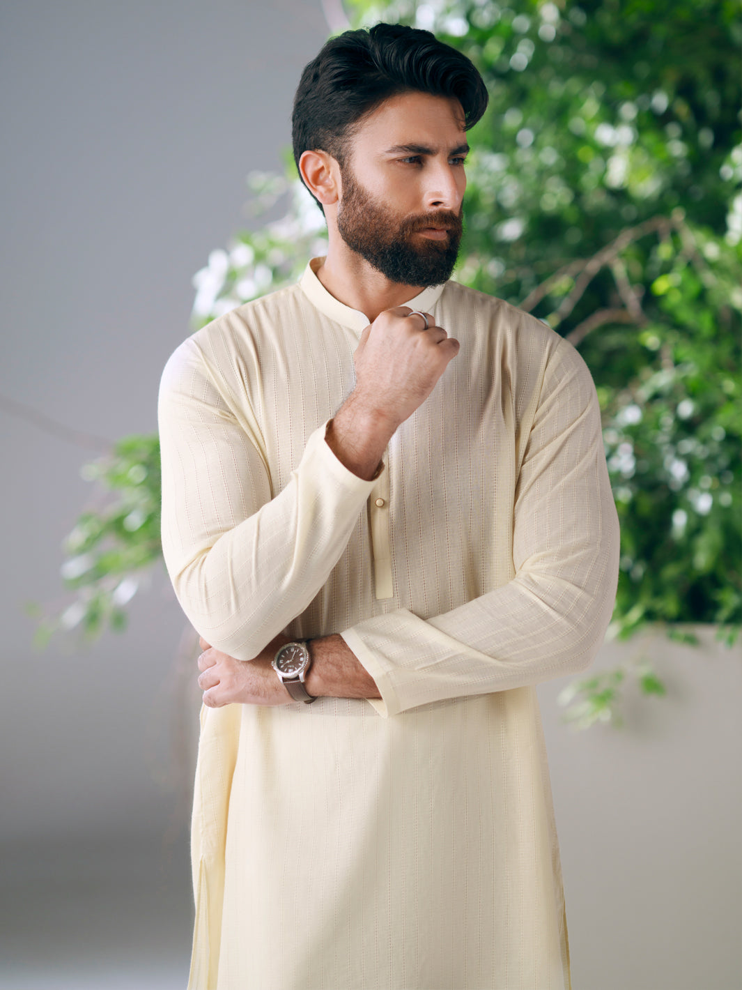 Cream Cotton Cut & Sew Kurta - AL-K-1325