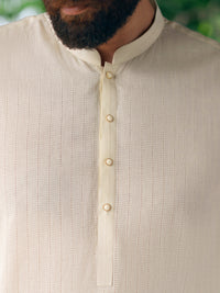 Cream Cotton Cut & Sew Kurta - AL-K-1325