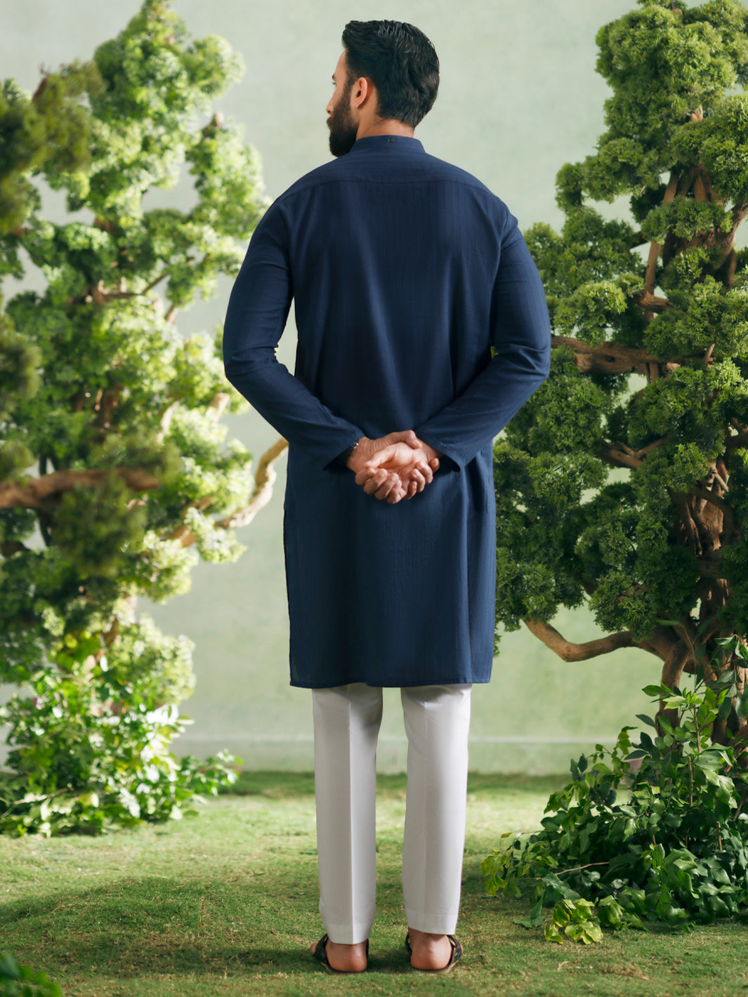 Blue Cotton Plain Kurta - AL-K-1328