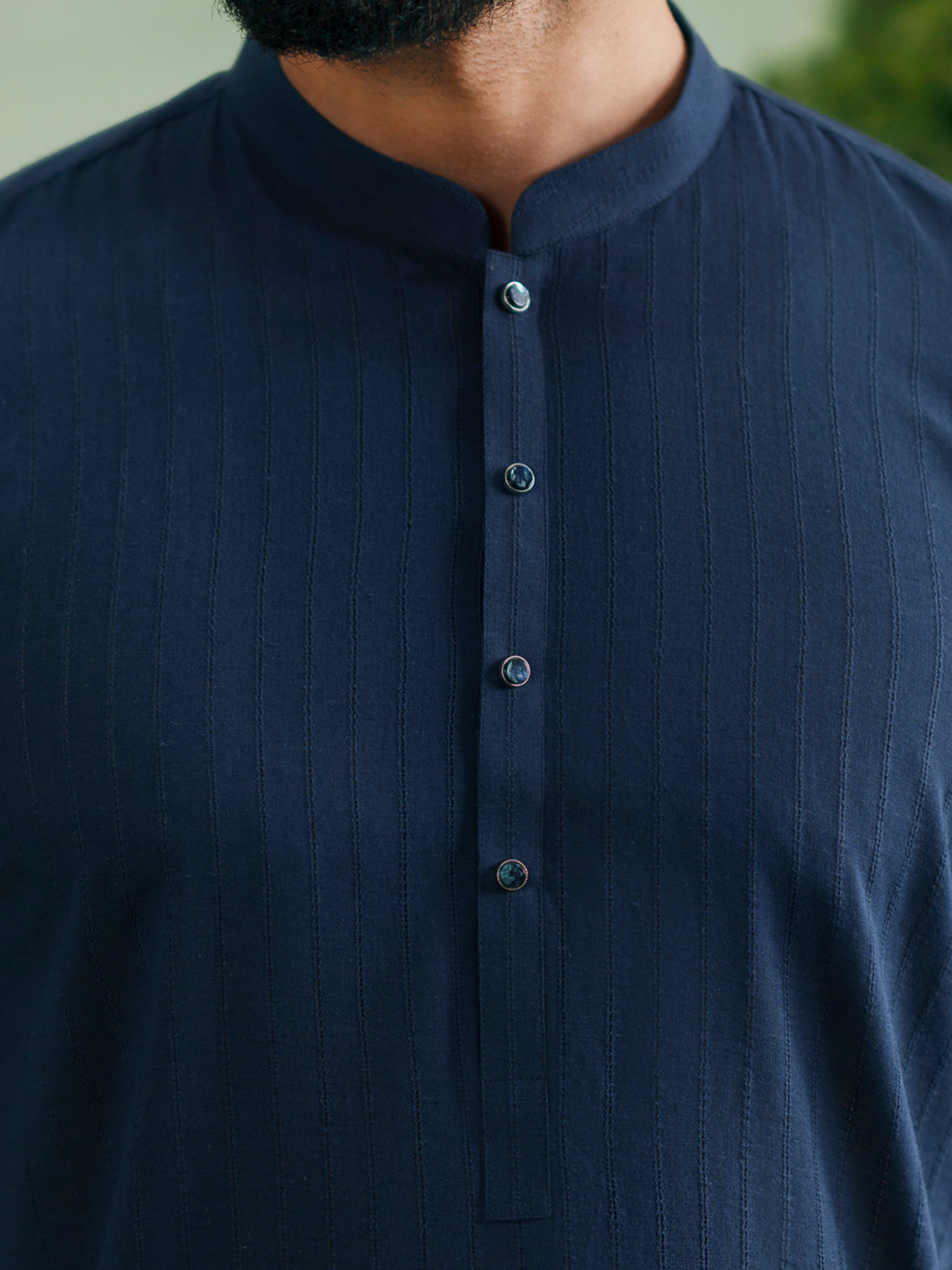 Blue Cotton Plain Kurta - AL-K-1328