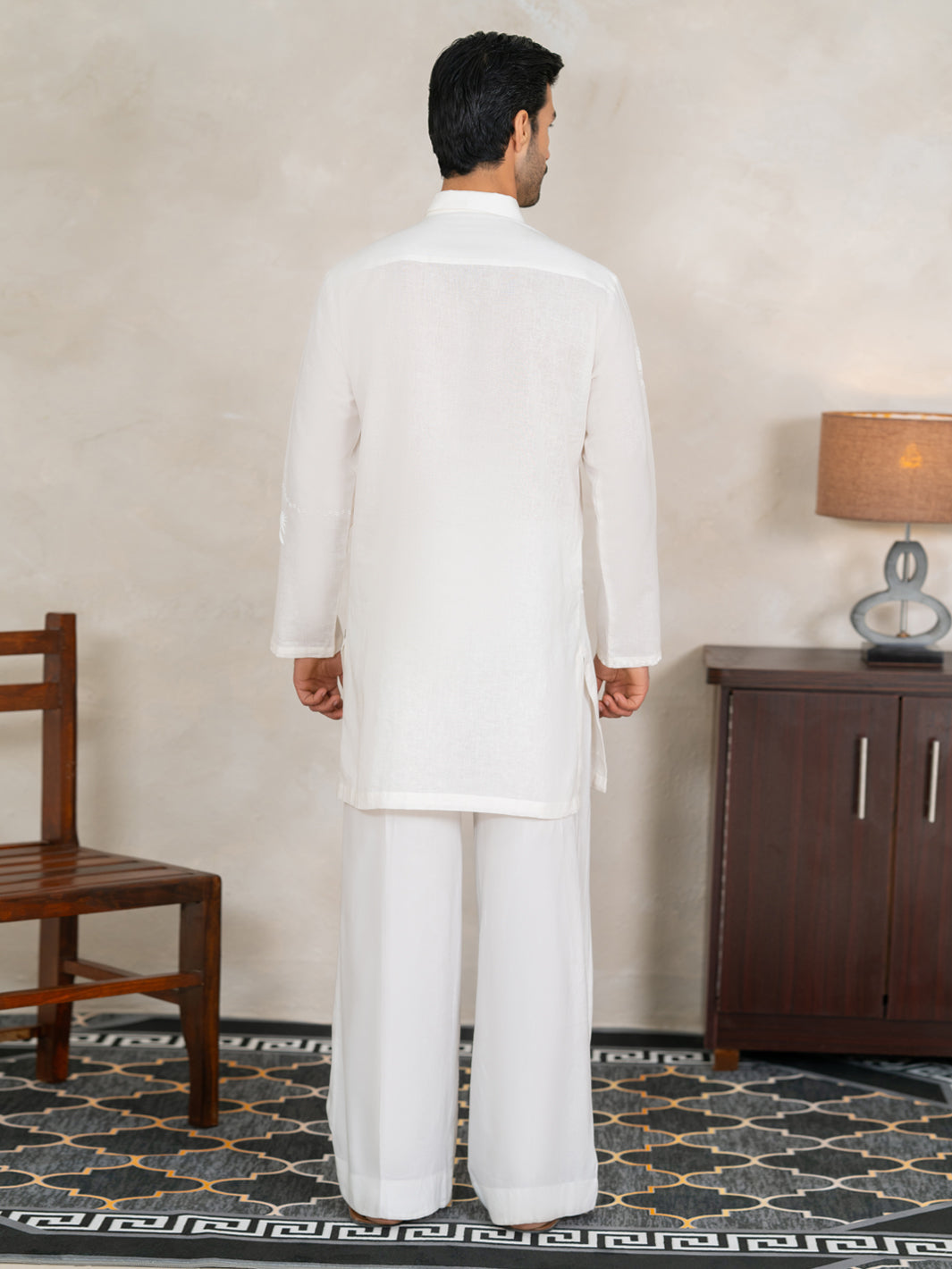 White Cotton Cut & Sew Kurta - AL-K-1330