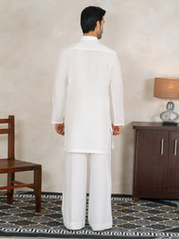 White Cotton Cut & Sew Kurta - AL-K-1330
