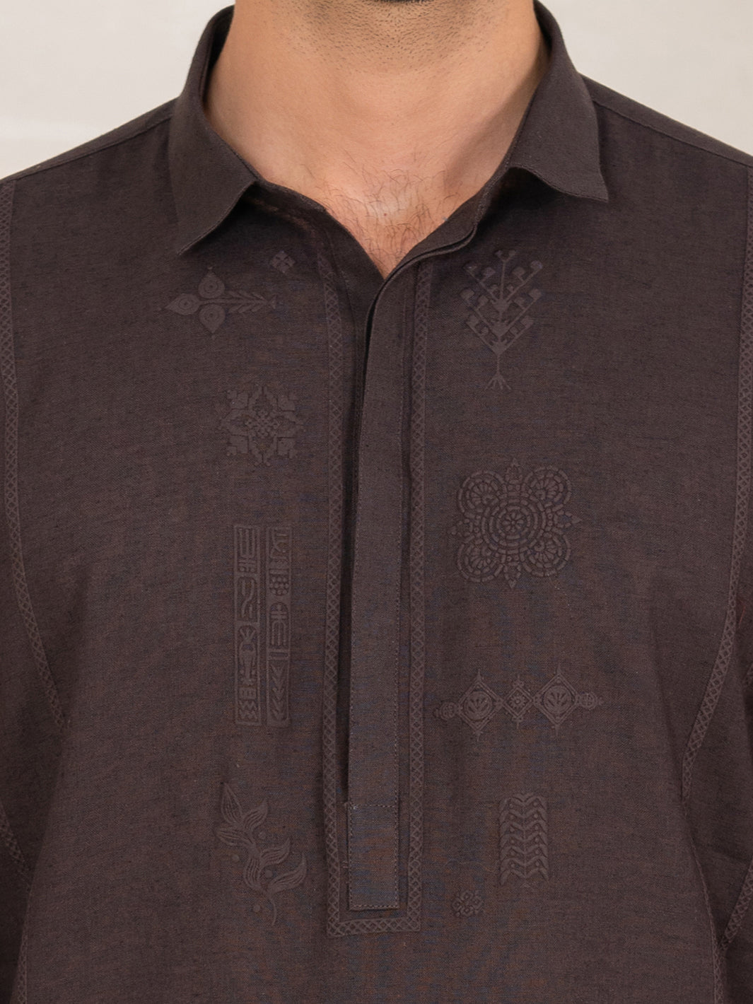 Dark Purple Cotton Cut & Sew Kurta - AL-K-1331