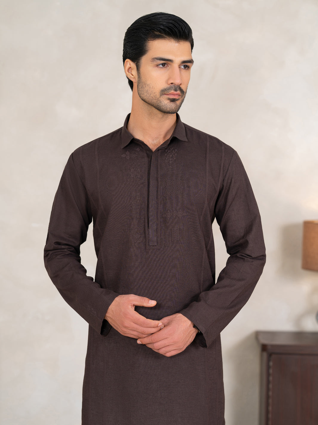 Dark Purple Cotton Cut & Sew Kurta - AL-K-1331
