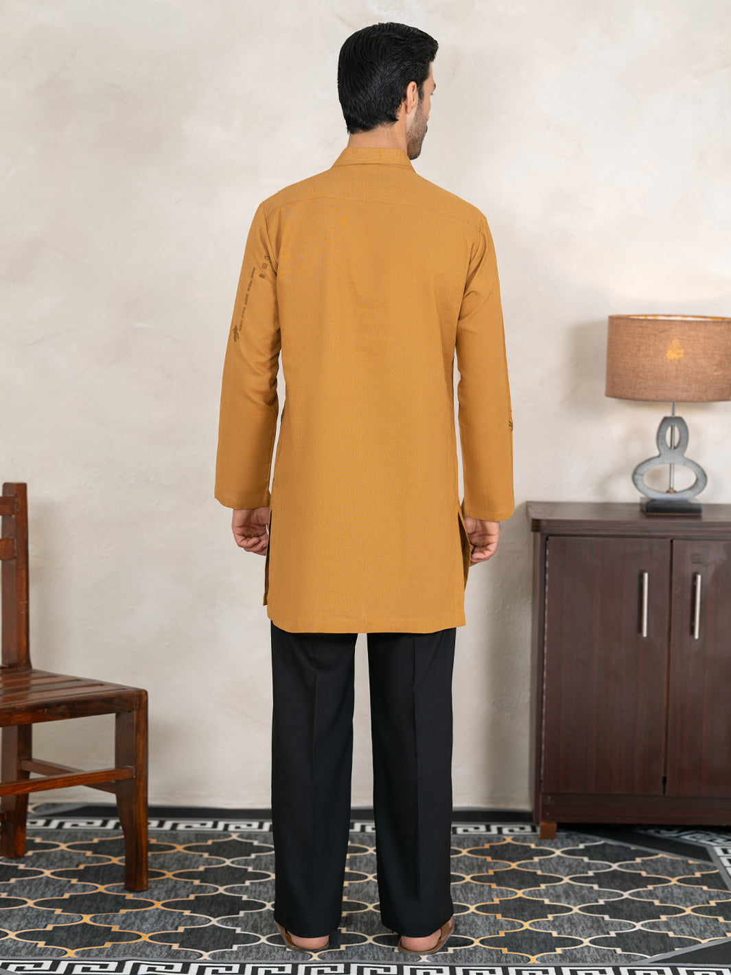 Mustard Cotton Cut & Sew Kurta - AL-K-1332A
