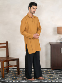 Mustard Cotton Cut & Sew Kurta - AL-K-1332A