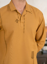 Mustard Cotton Cut & Sew Kurta - AL-K-1332A