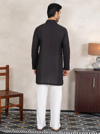 Black Cotton Cut & Sew Kurta - AL-K-1332B