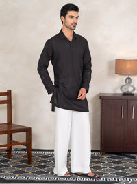 Black Cotton Cut & Sew Kurta - AL-K-1332B