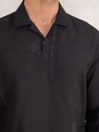 Black Cotton Cut & Sew Kurta - AL-K-1332B