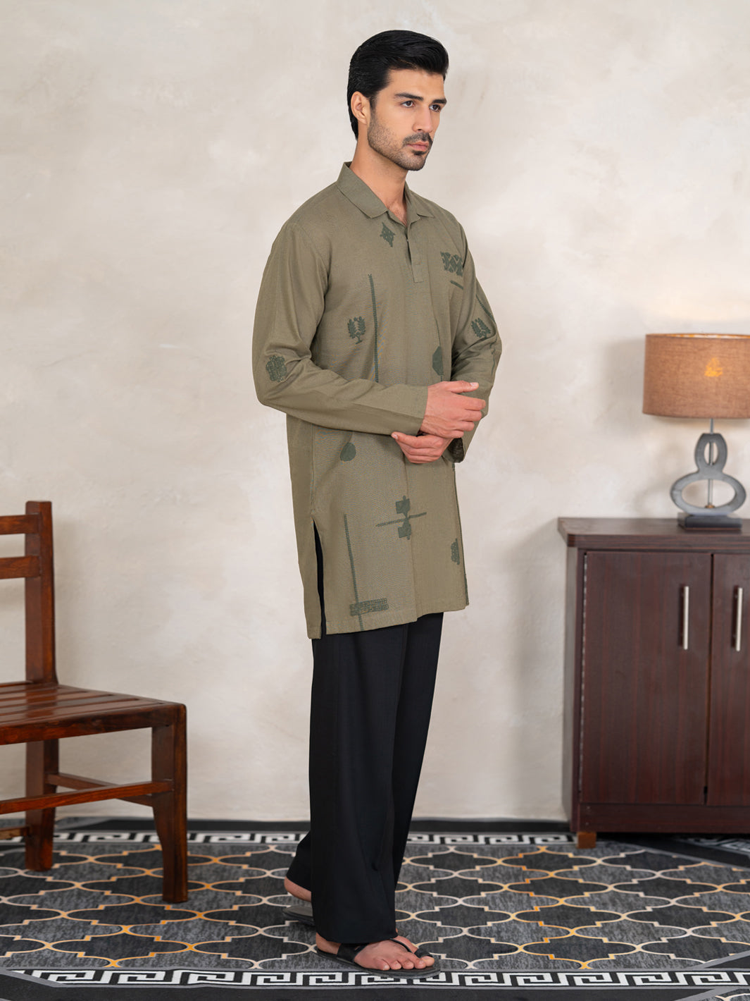Sage Green Cotton Cut & Sew Kurta - AL-K-1333A