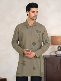 Sage Green Cotton Cut & Sew Kurta - AL-K-1333A