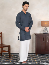 Grey Cotton Cut & Sew Kurta - AL-K-1333B