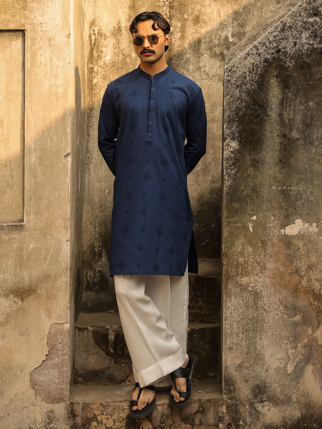 Blue Cotton Formal Kurta - AL-K-1334A