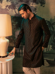 Black Blended Formal Kurta - AL-K-SP-052 - Almirah Online