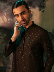 Black Blended Formal Kurta - AL-K-SP-052 - Almirah Online