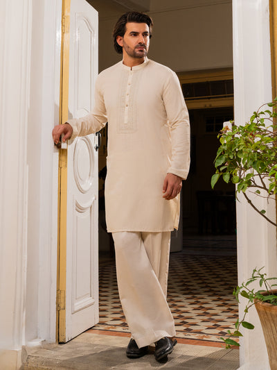 Cream Blended Formal Kurta - AL-K-SP-062