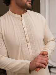 Cream Blended Formal Kurta - AL-K-SP-062