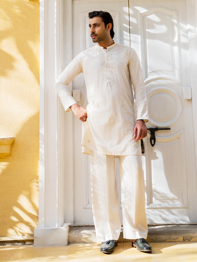 Cream Blended Formal Kurta - AL-K-SP-063