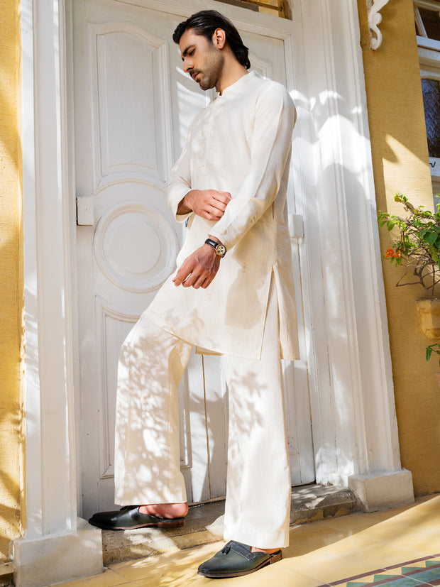 Cream Blended Formal Kurta - AL-K-SP-063