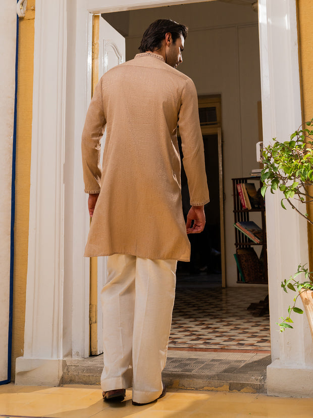 Beige Blended Formal Kurta - AL-K-SP-064