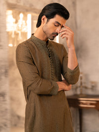 Green Formal Embroidered Kurta - AL-K-SP-066