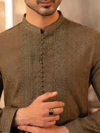 Green Formal Embroidered Kurta - AL-K-SP-066