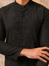 Black Formal Embroidered Kurta - AL-K-SP-067