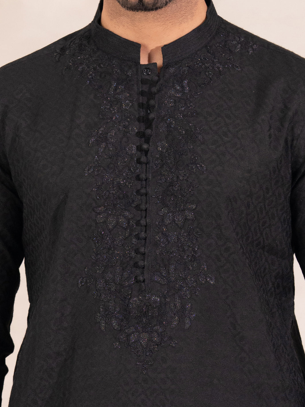 Black Formal Embroidered Kurta - AL-K-SP-067