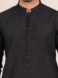 Black Formal Embroidered Kurta - AL-K-SP-067