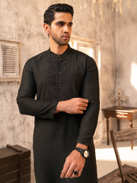Black Formal Embroidered Kurta - AL-K-SP-067