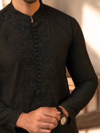 Black Formal Embroidered Kurta - AL-K-SP-067