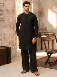 Black Formal Embroidered Kurta - AL-K-SP-067